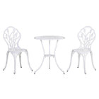 Outsunny - Ensemble de bistro de patio de 3 pièces pour balcon, blanc-Ensemble bistro 3 pièces : 1 table ronde et 2 chaises 