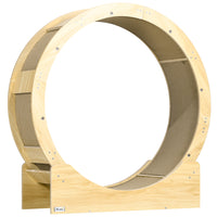 PawHut - Roue pour chat 36 po d’intérieur avec frein, coussinets à griffer - chêne-Le design de soutien assure une rotation plus fluide pour les chats actifs 