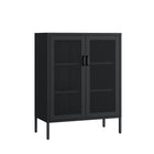Manhattan Comfort - Amelia 31,5 po Buffet Moderne d’Appoint - Noir-Conçu avec de l’acier de haute qualité pour garantir une utilisation durable