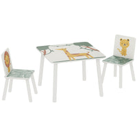 Qaba - Ensemble table et chaises 3 pièces pour de 3 à 8 ans - vert-Ensemble de 3 pièces avec une table et 2 chaises  
