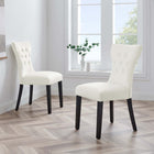 Modway - Silhouette Performance Velvet Chaises de salle à manger Ensemble de 2 - Blanc-Rembourrage en mousse dense pour le confort