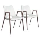 Zuo - Desi Chaise de salle à manger - Blanc/Noyer - Ensemble de 2-Assemblage requis