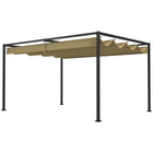 Outsunny - Pergola de patio avec auvent rétractable - 13 pi x 10 pi - kaki-Cadre en métal avec revêtement en poudre offrant une résistance supérieure et une grande stabilité 