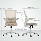 HOMCOM - Chaise de bureau ergonomique avec soutien lombaire - beige-Hauteur de siège réglable et fonction d’inclinaison pour un confort optimal 