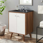 Modway - Transmit 24" Vanette de salle de bain - Blanc Noir-Placage en plaques de particules et noyer