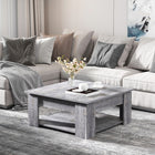 HOMCOM - Table basse moderne à 2 niveaux avec étagère - aspect bois-Couleur : Grain de bois