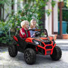 Qaba - Voiture électrique pour enfants à batterie 24V 7AH avec 2 places - rouge-La suspension à ressorts sur les roues arrière adoucit les trajets sur différents terrains 