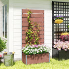 Outsunny - jardinière surélevée 28 po L x 15 po l x 59 po H avec treillis pour plantes grimpantes, brun clair-Structure en aluminium avec revêtement en poudre, prête pour l'extérieur
