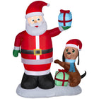 GEMMY - Père Noël gonflable et chiot avec boîte cadeau - 183 cm-S'illumine grâce à une ampoule LED économe en énergie