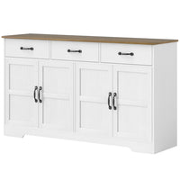 HOMCOM - Buffet 55,1 po L avec rangement - blanc-Trois tiroirs et deux armoires améliorent les options de rangement 