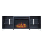 Manhattan Comfort - Ensemble de 2 cheminées modernes Brighton 60 po - Noir et Onyx-Cheminée électrique moderne pour utilisation dans le salon intérieur