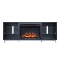 Manhattan Comfort - Ensemble de 2 cheminées modernes Brighton 60 po - Noir et Onyx-Cheminée électrique moderne pour utilisation dans le salon intérieur