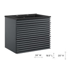Modway - Render Support mural de 24" Vanette de salle de bain - Gris Noir-Conception murale