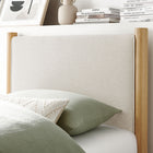 Modway - Maven Taille jumelle Tissu tapis Lit de plateforme, Chêne d’ivoire-Tête de lit et pied rembourrés