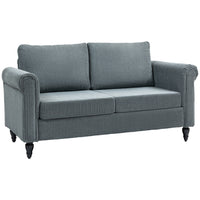 HOMCOM - Canapé loveseat avec accoudoirs courbés - gris-Le tissu à effet velours côtelé offre une texture luxueusement douce et confortable 
