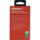 Staples - Câble d’imprimante USB-A/B - 15 pi-Installation facile - Ce câble USB mâle A vers mâle B permet de brancher en toute facilité votre ordinateur portable ou de bureau à des imprimantes, numériseurs et autres appareils compatibles USB
