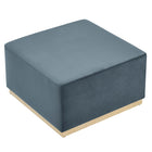 Modway - Tilden Grand velours de performance carré de 28 pouces Rembourré Ottoman - Cadet Blue Natural-Arrivée entièrement assemblée