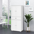 HOMCOM - Armoire de cuisine 72 po avec tiroir, 4 portes et 3 étagères réglables - blanc-Le grand espace de rangement comprend deux armoires à portes et un large tiroir 