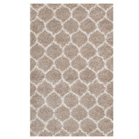 Modway - Solvea Treillis marocain Tapis 5 pi l x 8 pi L Shag Area - Beige et ivoire-Tapis marocain à treillis shag