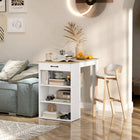 HOMCOM - Table de bar avec rangement - effet bois gris-Le long plateau permet d’accueillir confortablement 2 personnes 