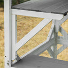 PawHut - Maison pour chat d’extérieur grande avec roues et boîte de repos - 31,5 po L x 30 po l x 70,75 po H - blanc gris-Fabriqué en bois de sapin massif recouvert d'une peinture sans danger pour les animaux et d'un grillage galvanisé pour assurer la stabilité 