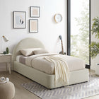 Modway - Resort Tissu rembourré Lit jumeau rond voûté, Ivoire à tissage de bruyère-Rembourrage en mousse dense