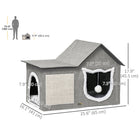 PawHut - Grand lit pour chat, maison intérieure avec coussin, grattoir - gris-Couleur : Gris, Blanc crème 