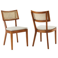 Modway - Caledonia Tissu tapis Chaise à manger Ensemble de 2 - Noyer beige-Chaises à manger Modern Farmhouse - Ensemble de 2