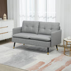 HOMCOM - Canapé loveseat 55 po avec dossier capitonné à boutons - gris-Convient au salon, dortoir universitaire, bureau à domicile ou chambre à coucher 