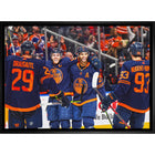 Leon Draisaitl Connor McDavid and Darnell Nurse and Ryan Nugent-Hopkins Oilers Celebration-H - Toile encadree - 31" x 22"-Impression sur toile de qualité supérieure avec bordures enveloppées