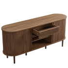 Modway - Harlan 67" cannelé Armoire ovale à buffet - Noyer-Assemblée requise