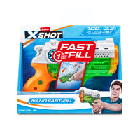 ZURU - XSHOT Nano Remplissage rapide-Remplissage rapide : La technologie Fast-Fill te permet de remplir ton pistolet à eau en une seconde et de reprendre le combat bien avant tes adversaires. Il te suffit de le plonger dans l'eau, le remplir et le fermer grâce à notre technologie de fermeture rapide