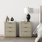Manhattan Comfort - Evelyn 20" Table de nuit moderne à 3 tiroirs - Naturel - Lot de 2-Comprend 3 tiroirs à extension totale