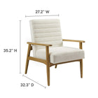 Modway - Jensen Tissu Boucle Chaise d’accent - Ivoire-Touffage en chenal horizontal