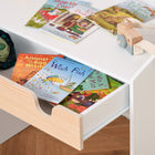 Qaba - Ensemble bureau et chaise pour enfants avec tiroir de rangement coulissant pour 6-10 ans - blanc et naturel-Convient aux enfants de 3 à 6 ans  
