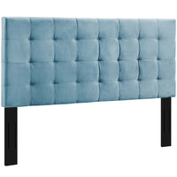 Modway - Paisley Touffe Velours Performance Rembourré Tête de lit complète / Queen, Bleu de mer-Motif élégant à touffes de biscuits