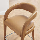 Modway - Pinnacle Cuir végane Tabouret de comptoir - Tan Silver - Ensemble de 2-Épingles de pied non marquées