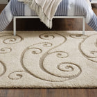 Modway - Jubilant Pousse à la Vigne Défilante Tapis de 5 pi l x 8 pi L - Crème et beige-Dessous du tissu de jute adhéré