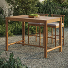 Modway - Eleni Rectangle 56 po Terrasse extérieure Bois teck Bar Table - Naturel-Plateau à lattes