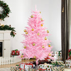 HOMCOM - Sapin de Noël artificiel 1 - 5 m avec ouverture automatique - rose-Sapin de Noël artificiel dans un style d'arbre réaliste 