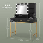 HOMCOM - Coiffeuse avec miroir et lumières - 38,6 po L x 17,7 po l x 54,3 po H - noir-Glissières en acier pour tiroirs permettant une utilisation fluide sans blocage 