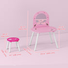Qaba - Coiffeuse pour enfants avec miroir et tabouret - rose-Couleur : Rose  
