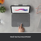 Logitech - Étui clavier Combo Touch pour iPad A16/ 10.9" (10e génération) - Anglais - Gris Oxford-Pas de chargement: Vous n'aurez jamais besoin de piles: votre clavier intelligent se couple et se met sous tension à l'aide du Smart Connector; l'alimentation provient directement de votre iPad pour que vous n'ayez jamais à le recharger