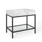 Modway - Kingsley Acier inoxydable noir de 36" Vanette de salle de bain - Noir Blanc-Axe central de 8". Matchs non inclus