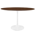 Modway - Lippa Ovale de 48 po Bois Table à manger, Noyer-Tampon feutre non marquant