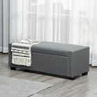 HOMCOM - Banc ottoman de rangement moderne rembourré à dessus relevable - gris clair-Convient à l’entrée, sous la fenêtre, dans la chambre ou le salon 