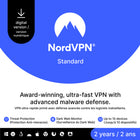 NordVPN - Standard - 2 ans d'abonnement au VPN et au logiciel de cybersécurité pour 10 appareils [Téléchargement]-Une adresse e-mail valide doit être fournie lors du paiement
