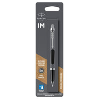 Parker - Stylo à bille IM - laqué noir avec bordure chromée - pointe moyenne - encre bleue-La rencontre des conceptions élégantes, raffinées et établies et d’une silhouette moderne et profilée