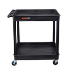 LuxorMD – Chariot à bacs TC Series, 2 tablettes, noir-Tablettes et pieds fabriqués en plastique moulé par injection de mousse structurée en polyéthylène de haute densité