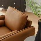 Modway - Revive Rembourré Cuir végane Fauteuil d’accent - Tan-Soutien de ressort sinueux
